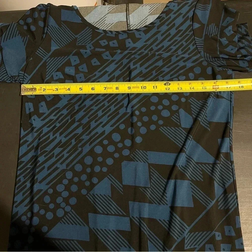 Antthony Shirt Sleeve Shift Dress Geometric Blue Black Design Women’s M - Picture 7 of 10